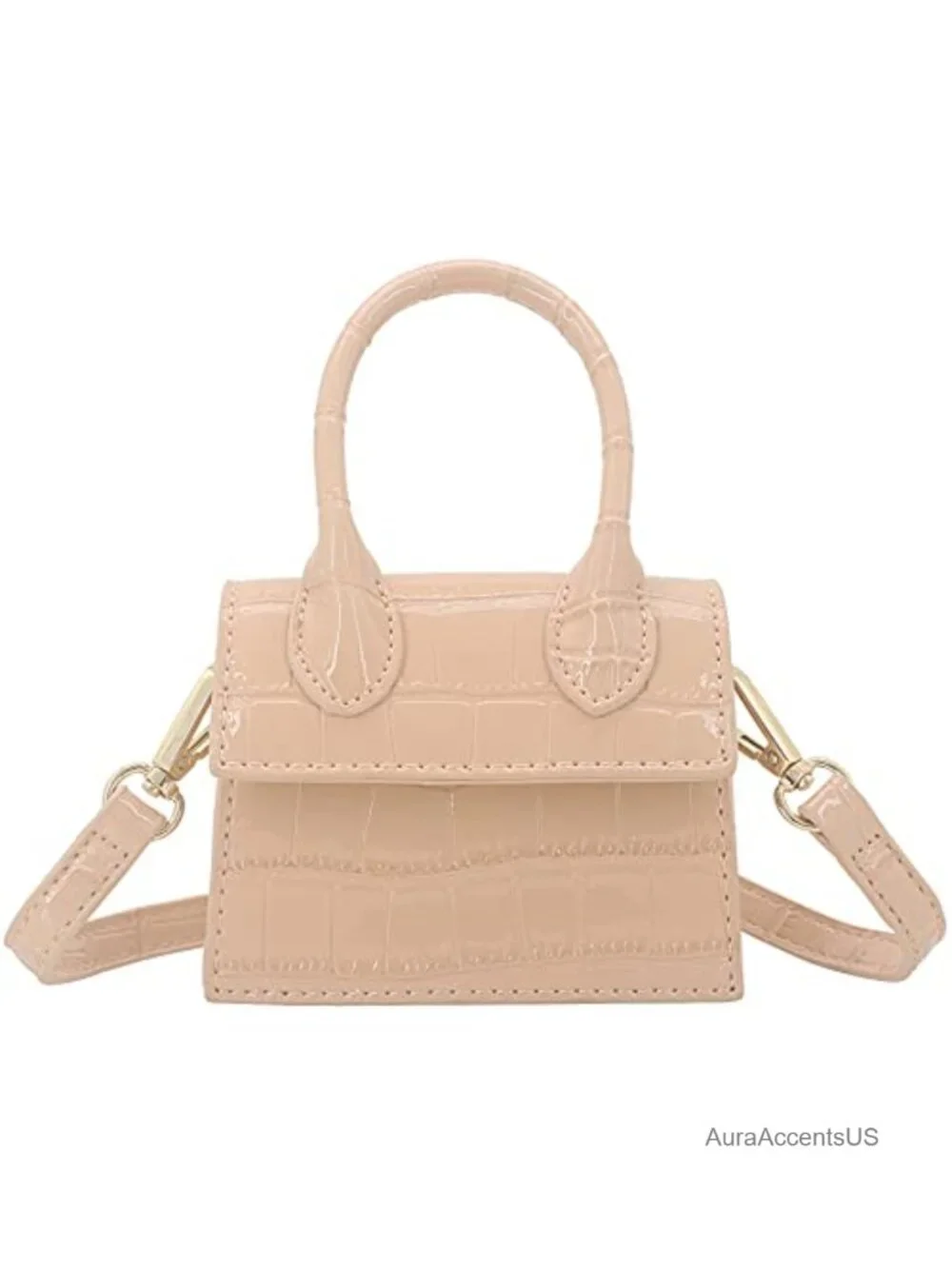 Mini Crossbody Bag Vegan Leather Flap Purse Top-Handle Clutch Handbag